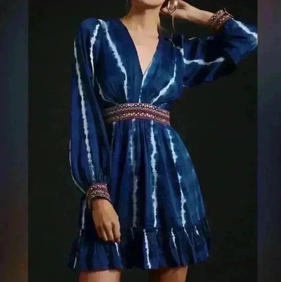 New Verb by Pallavi Singhee Beaded Tie-Dye Mini Dress - Picture 1 of 7